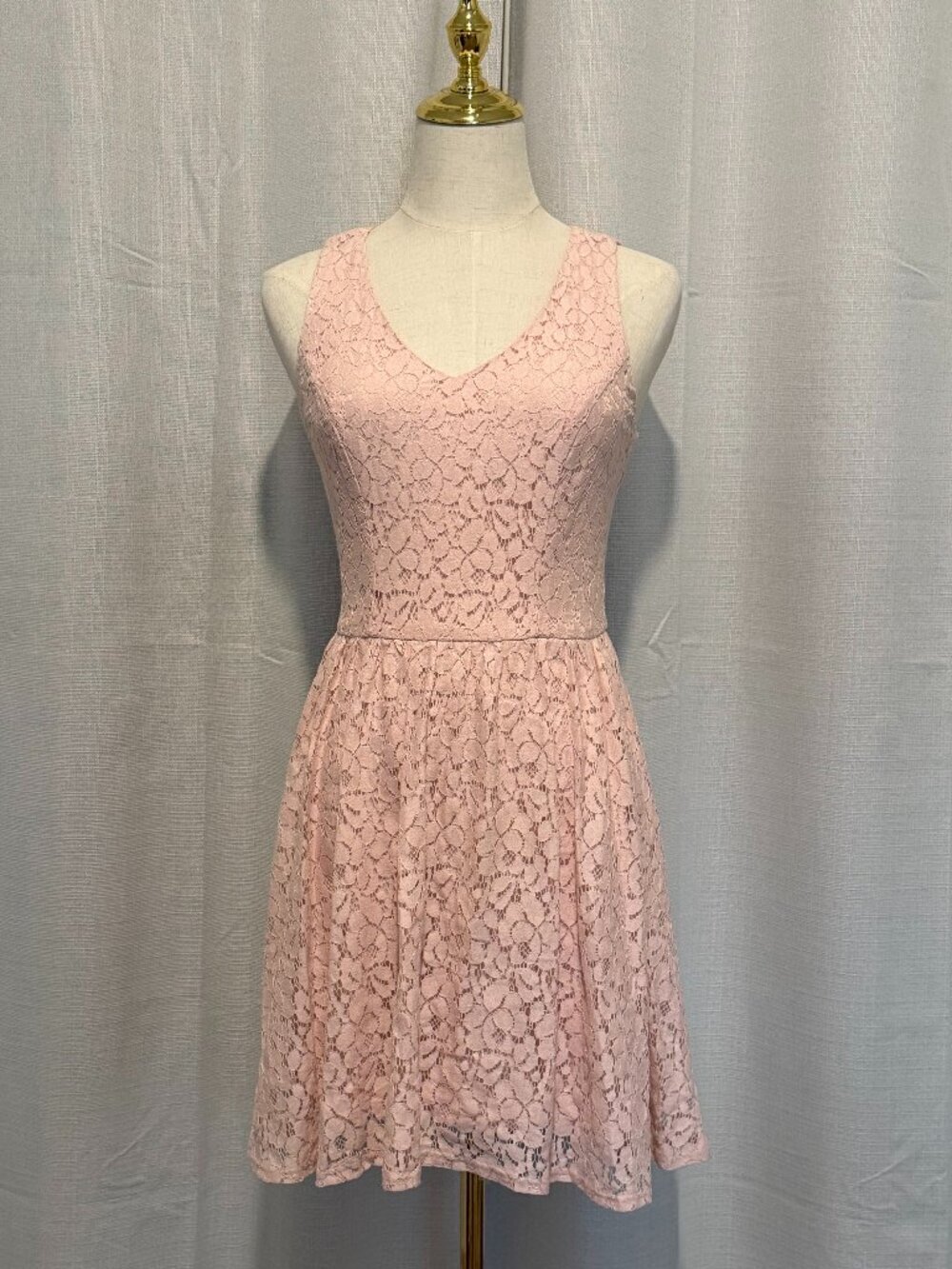 HeartSoul Pink Lace Overlay Mini Dress Cottagecore Spring Small